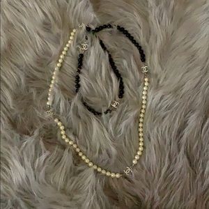 Black white pearl inspired necklace